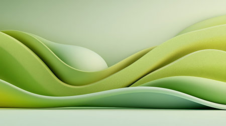 Green 3D design with layered textures and soft shadows, creating a visually interesting and polished backdropの素材