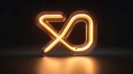 Glowing black neon letters casting a subtle light against a dark background, creating a stylish, minimalistic effect.の素材