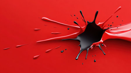 Energetic red and black splashes with jagged edges, ideal for dramatic Black Friday promotional banners and ads.の素材