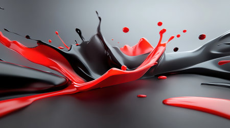 Energetic red and black splashes with jagged edges, ideal for dramatic Black Friday promotional banners and ads.の素材