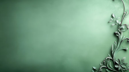 Elegant green vintage background with intricate designs and a classic, faded texture, ideal for historical and retro themesの素材