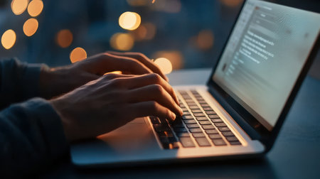 Person browsing a tech e-commerce website on a laptop, looking at Cyber Monday discounts.の素材