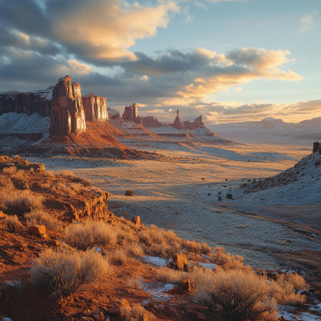 Fantastic winter landscape in Monument Valley National Park, Utah, USAの素材