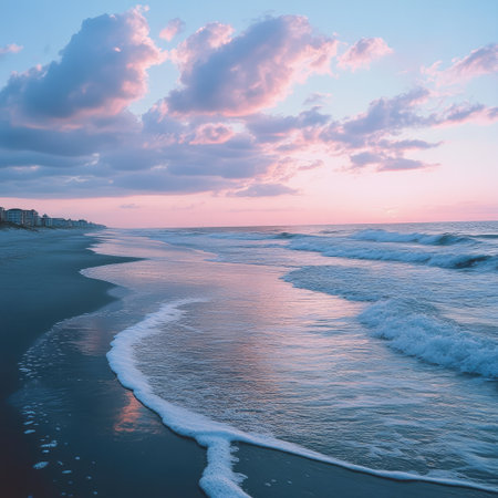 Beautiful seascape. Dramatic sunset over the sea.の素材