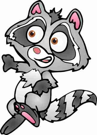 small raccoon jumpingの写真素材