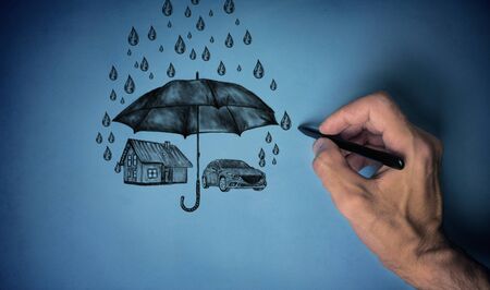 The concept of home and car insuranceの写真素材