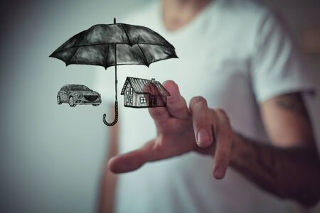 The concept of home and car insuranceの写真素材