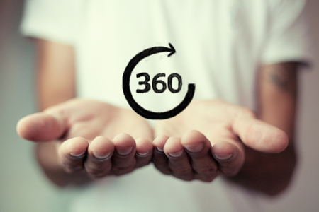 Angle 360 degrees view sign icon.