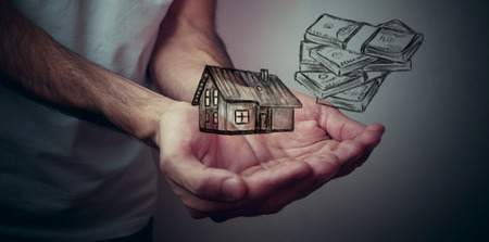 Mortgage concepts. House and moneyの写真素材