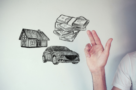 Insurance house, car and  concept.の写真素材