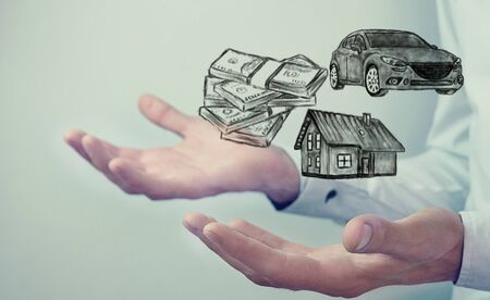 Insurance house, car and  concept.の写真素材