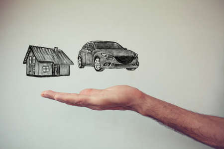 Insurance house, car and  concept.の写真素材