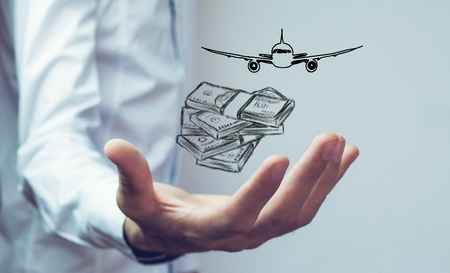 money and airplaneの写真素材