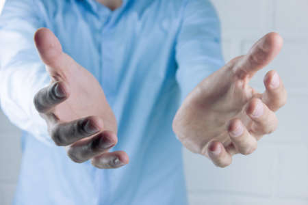 businessman open handの写真素材