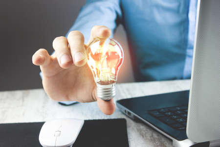 Innovative idea in businessman handの写真素材
