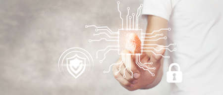 Fingerprint scan provides security access with biometrics identificationの写真素材