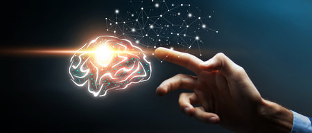 Human brain activity with plexus linesの写真素材