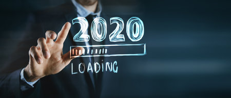 Progress bar showing loading of 2020の写真素材
