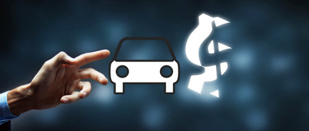 business concept dollar sign and carの写真素材