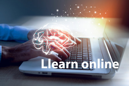 study in computer .education on the Internet.の写真素材