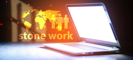 team work on the Internetの写真素材
