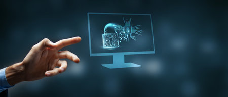 Set up cybersecurity technology protection concept.の写真素材