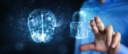 brain and lock .knowledge development restrictionsの写真素材