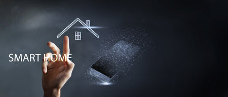 smart home control with phoneの写真素材