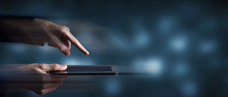 businessman holding tablet in hand