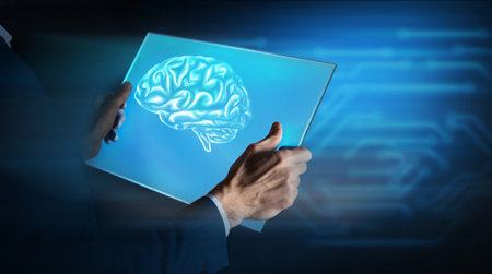 Human brain activity with plexus linesの写真素材