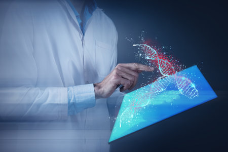3d illustration dna and virusの写真素材