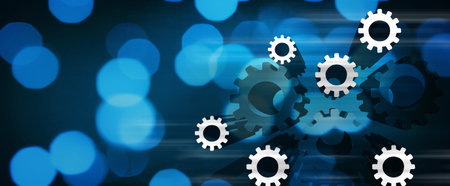 Banner of gears or cogs, technology and industry.