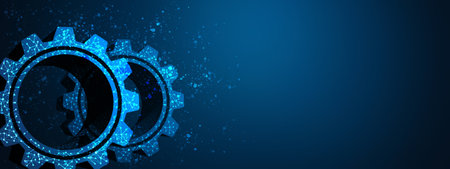 Banner of gears or cogs, technology and industry.の写真素材