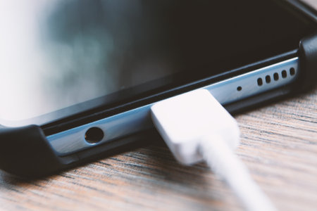 Mobile smartphone charging battery close upの写真素材