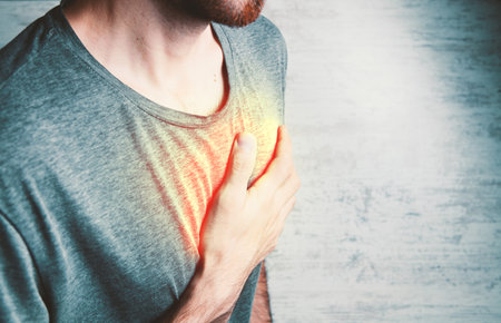 Man having chest pain, heart attack