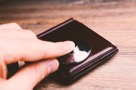 Checking a wallet with a stethoscope