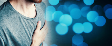 Man having chest pain, heart attack