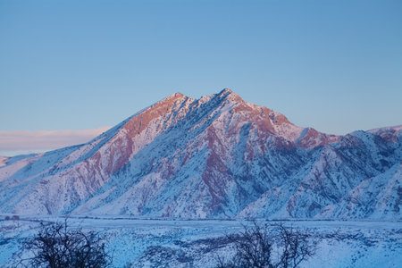 nature in winter mountains and hillsの写真素材