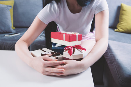 Holidays, celebration and women concept.の写真素材