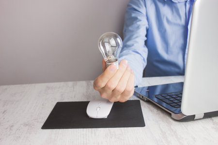 Innovative idea in businessman handの写真素材