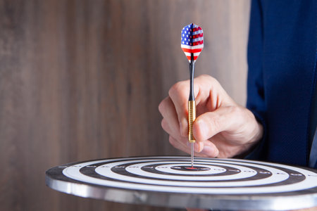 businessman holding in hand target.の写真素材