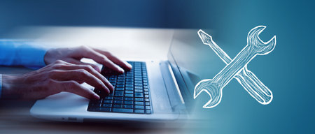 service computer software maintenance and repairの写真素材