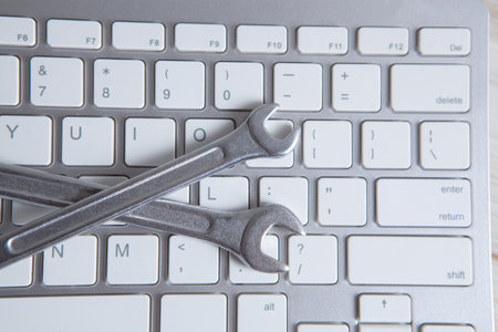 Electronic technical support concept. Wrenchesの写真素材