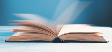 open book on the table.の写真素材