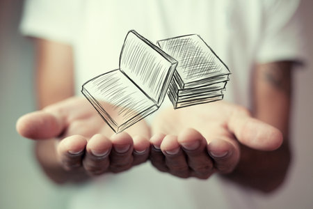 man holding books .read booksの写真素材