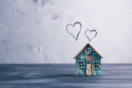 Home sweet home, house wood with heart shapeの写真素材