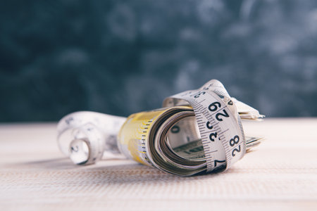 money, and with a centimeter of reconciliation wealthの写真素材