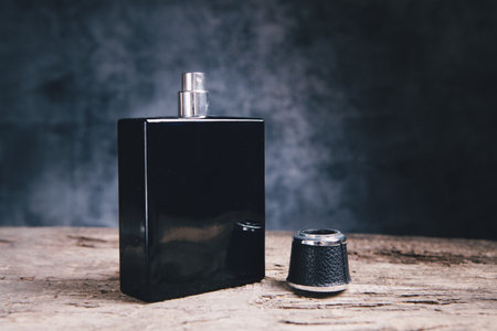 perfume on a wooden table