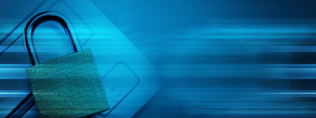lock on laptop keyboard. cyber security conceptの写真素材