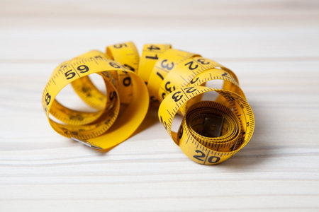 measuring tape on the tableの写真素材